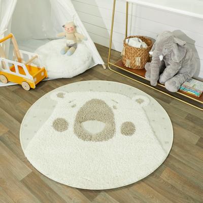 Balta Rugs Mod-Tod Polar Bear Round Shag Kids Rug Animal Theme