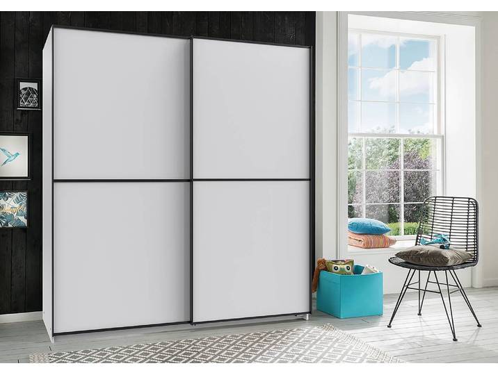Schwebetürenschrank Ulm 180cm Weiß/Weiß ohne Spiegeltür/-en
