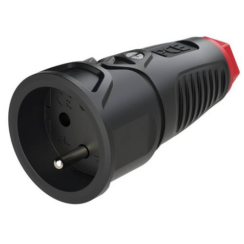 PCE 2410-sr Schutzkontaktkupplung Gummi, Kunststoff 230V Schwarz IP20