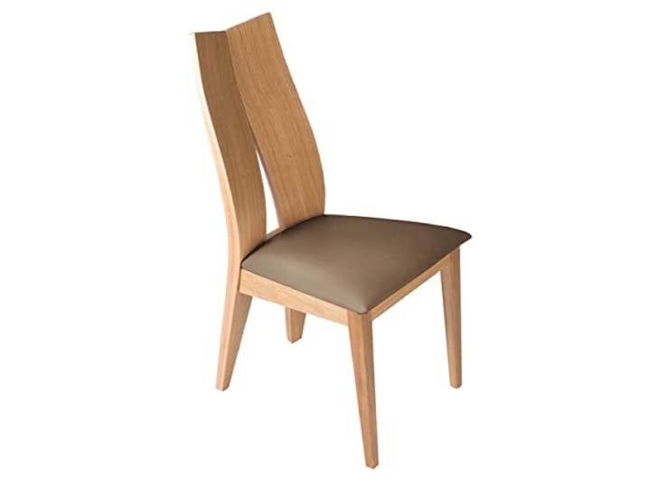 treesure Exklusiver Esszimmerstuhl aus Eiche mit Kunstlederbezug - Elegantes Design, ergonomisch geformt - Perfekt für Küche, Esszimmer, Büro oder Wohnzimmer. (Eiche, Braun)