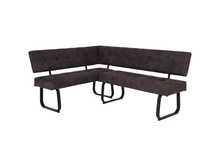 Carryhome Eckbank, Dunkelgrau, Metall, Vintage, L-Form, 202x152 cm, Typenauswahl, seitenverkehrt erhältlich, Esszimmer, Bänke, Eckbänke