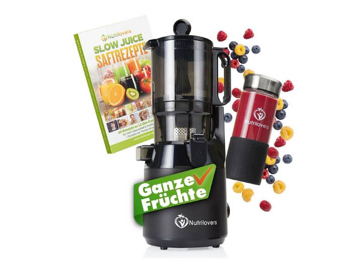 Nutrilovers Slow Juicer NUTRI-PRESS MAX Entsafter Slow Juicer Ganze Früchte entsaften, 200 W, XXL-Einfüllschacht für ganze Früchte ohne Vorschneiden