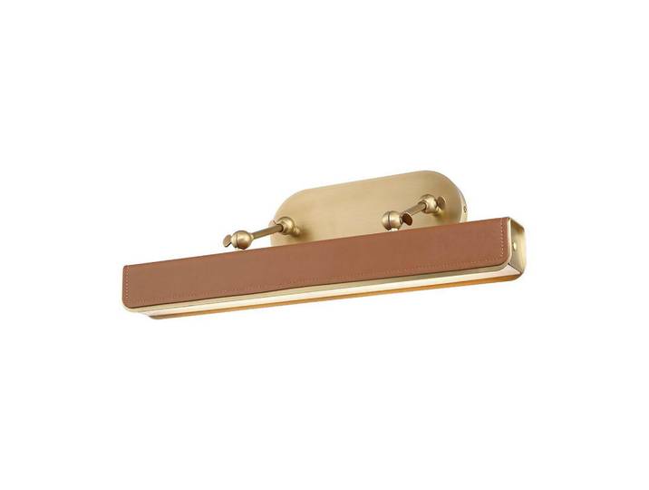 Elstead Lighting Led-Wandleuchte, Messingfarben, Metall, Kunststoff, Leder, Longlife-Leder, G, 50.2x19.7 cm, Lampen & Leuchten, Innenbeleuchtung, Wandlampe, Wandlampen
