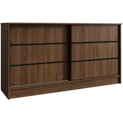 KOMMODE Mirela mit 2 Schiebetüren 160 cm, Walnuss+Schwarz