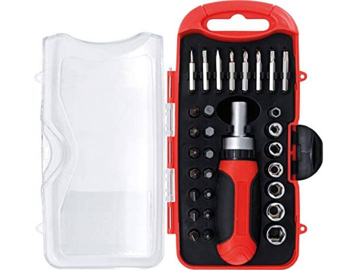 BGS Diy 20130 Bit-/dopsleutelset met rateldraaigreep voor bits, omschakelbaar 30-dlg