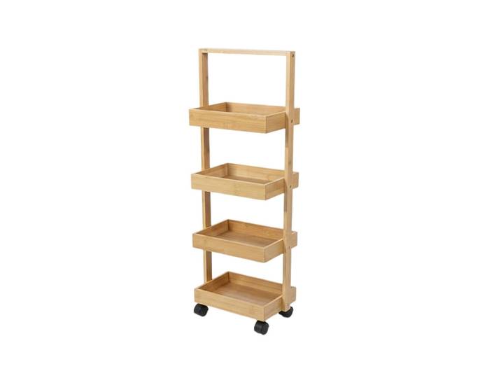 Nuxio Bambusregal Vink 90 cm 4 Körbe, Beige, Naturmaterialen, 16x90x28 cm, Badezimmer, Badezimmerregale, Badregale