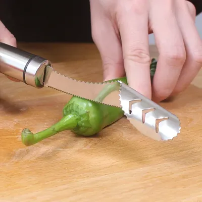 Stainless Steel Chili & Pepper Corer Tool Perfect Seed Remover For Bitter Gourd And Green Peppers Stainless Steel Chili & Pepper Corer Tool Perfect Seed Remover For Bitter Gourd And Green Peppers