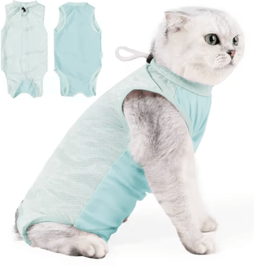 Inspire Picks Comfort Fit Breathable Cat Recovery Suit For Post Surgery Care blue s