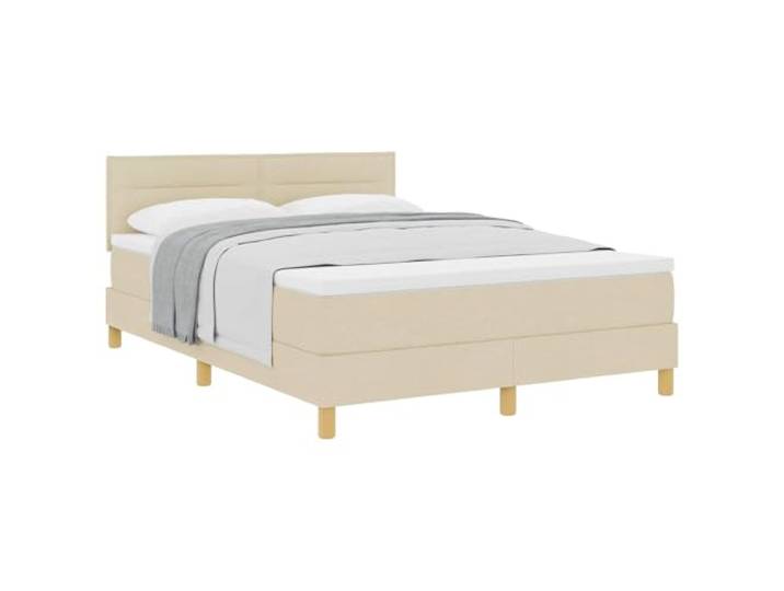 PUGYNBK Boxspringbett, 140 x 200 cm, cremefarben, mit verstellbarem Kopfteil