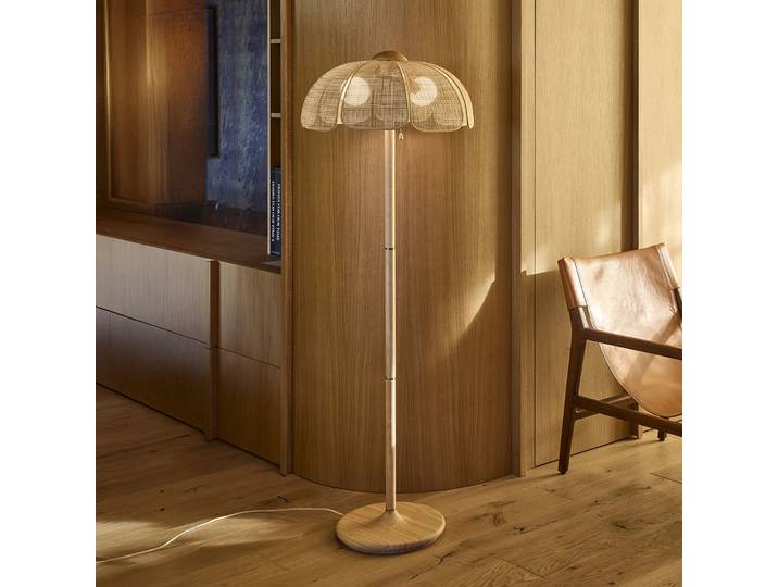 Coquillage Stehleuchte, Rohrgeflecht/Holz - MARKET SET - Wohnzimmer - Design - Rund