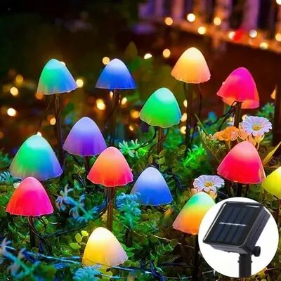 Outdoor Solar Garden Lights Outdoor LED Mushroom Light With 8 Functions, Solar Garden String Lights, Holiday Courtyard Decor Lamps color 12leds 4.5meter