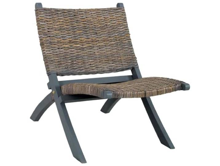 KTHLBRH Relaxstuhl Grau aus Rattan Kubu und Mahagoni massiv 60 x 77 x 70 cm Rattan-Kubu und Mahagoni-Massivholz, leicht zu reinigen, schnelle Montage, keine Armlehnen, max. Belastung 110 kg