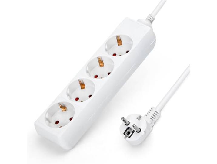 Aigostar Stekkerdoos 4-Voudig met Overspanningsbeveiliging Kinderbeveiliging, 1.5 m Kabel Wit (4-voudig, 1.5m)