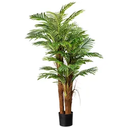 CREATIV green künstliche Pflanze Arecapalme mit Cocosstamm ca 160cm, 27 Wedel, im Kunststofftopf 19x17cm, mit Erde