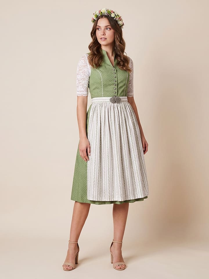 Almsach Dirndl in Grün/ Weiß - 44
