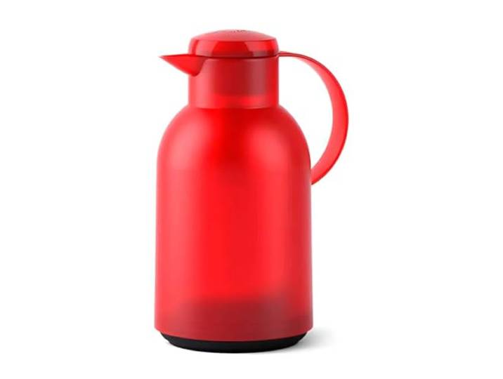 Emsa N40117 Samba Isolierkanne 1,5 Liter Quick Press Verschluss 12h heiß und 24h kalt Transluzent/Rot