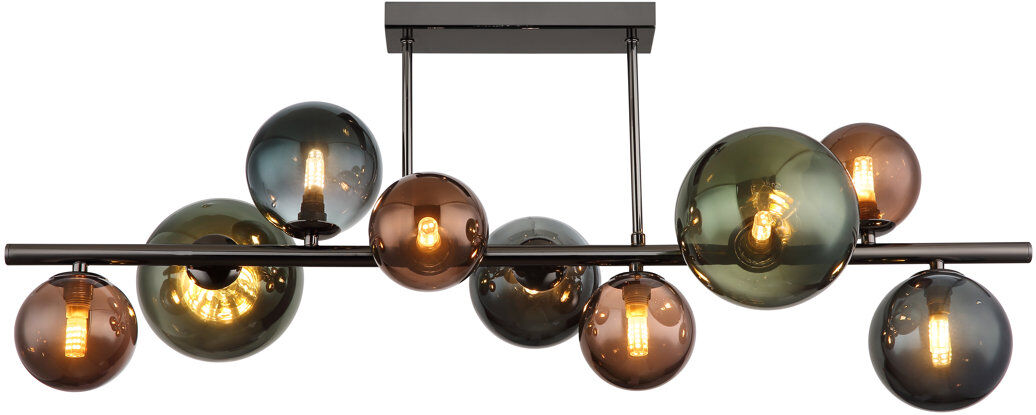 Globo Lighting Glass Flush Mount Silver 38cm H X 87cm W X 30cm D