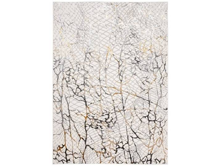 TAPISO Tapis de Salon Chambre GOLDEN Gris Doré Beige Serpent Polypropylène Intérieur 200x300 cm