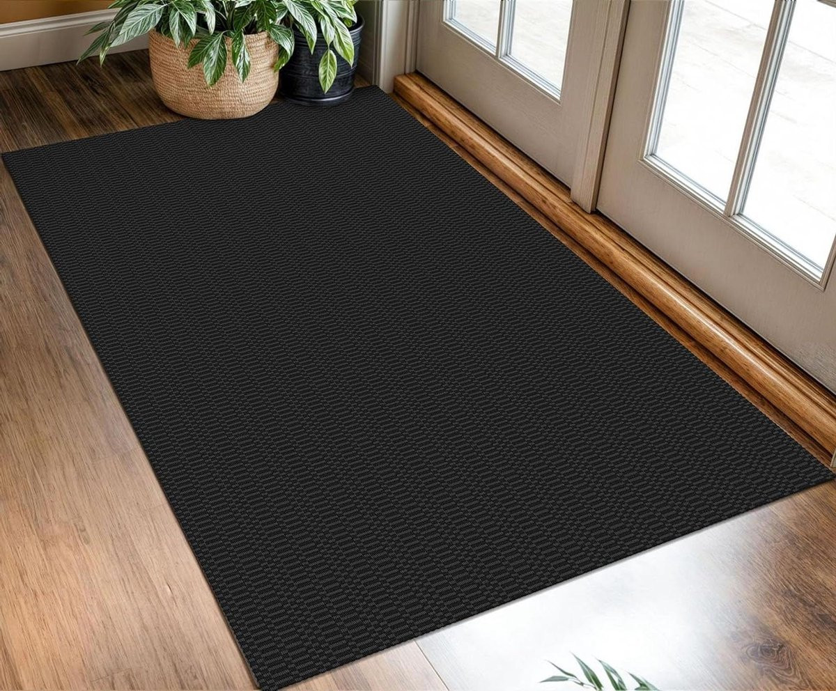 Entree Tapijt Deurmat Vloerkleed Zwart Grijs 90 x 150 cm