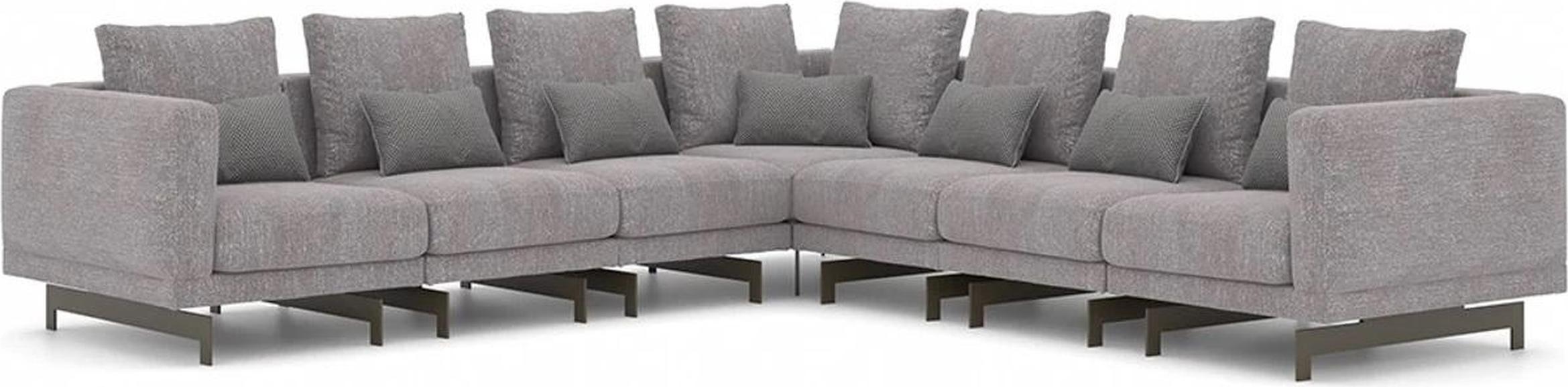 Neu Komplett Möbel Ecksofa L-Form Textil Einrichtung Wohnzimmer Holz Couchtisch