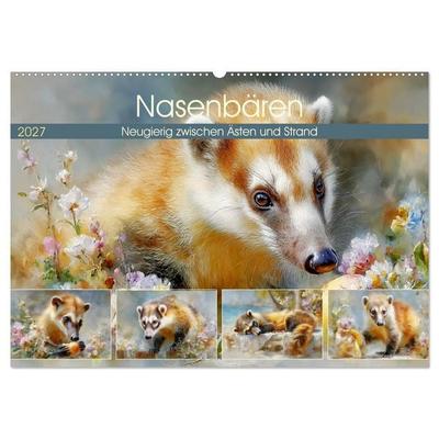 Nasenbären. Neugierig zwischen Ästen und Strand (Wandkalender 2027 DIN A2 quer), CALVENDO Monatskalender