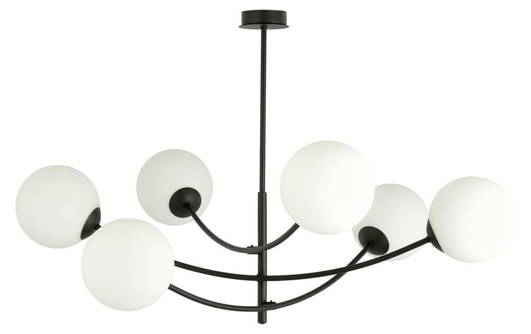 Kendra Home Hanglamp Sphere in Matzwart Staal en Opaalglas