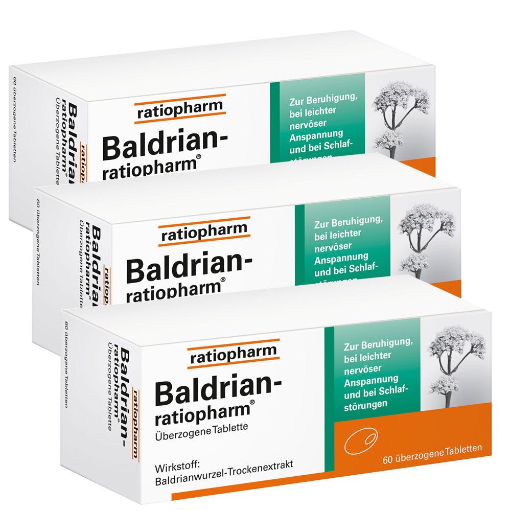 Baldrian-Ratiopharm überzogene Tabletten 3er-Pack 3x60 St Überzogene