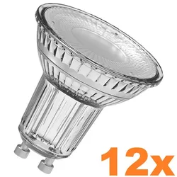 12er Vorratspack OSRAM PAR16 GU10 LED Strahler 4.3W=50W 36° warmweiss GLAS