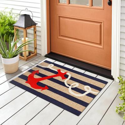 Lush Decor Frontporch Anchor Indoor/Outdoor Rug Navy 2'6 x 4'