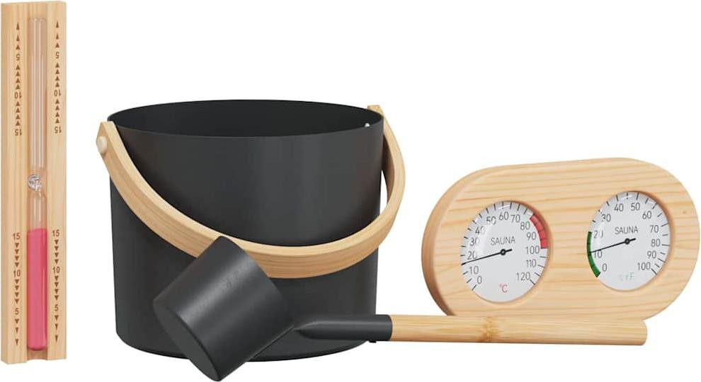 vidaXL Sauna-accessoire set, 4 stuks, zwart