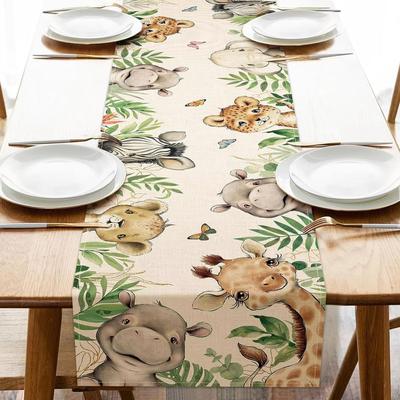 Inspired Finds Vintage Floral Birds Linen Table Runner Farmhouse Summer Dining Table Decor 59x13inch mammals