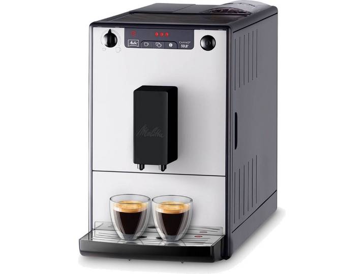 Melitta Kaffeevollautomat Solo® 950-766, Pure Silver, Perfekt für Café crème & Espresso, nur 20cm breit