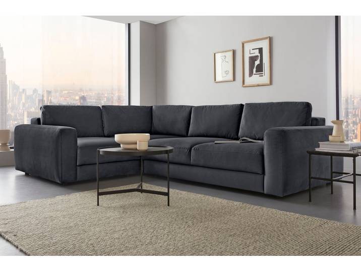 Ecksofa HOME AFFAIRE Bloomfield, Mega Polsterecke, Breite 289cm, viel Platz, L-Form , grau (anthrazit), B:209cm H:84cm T:289cm, 100% Polyester, Sofas, Ecksofa, In verschiedenen Grössen