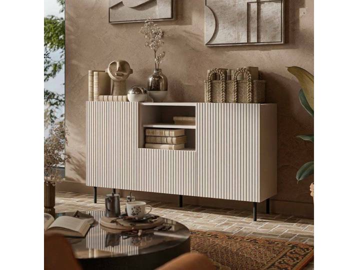 Buffet Chaves Dmora en bois noble beige 42x150x82h cm