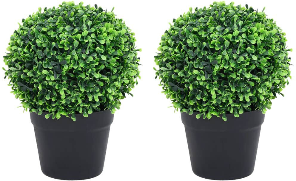 The Seasonal Aisle Artificial Boxwood Plants with Pots Green 32cm H x 23.5cm W x 23.5cm D