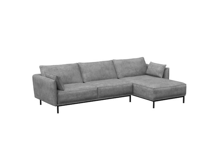 Ecksofa Leder ELVIS rechts grau