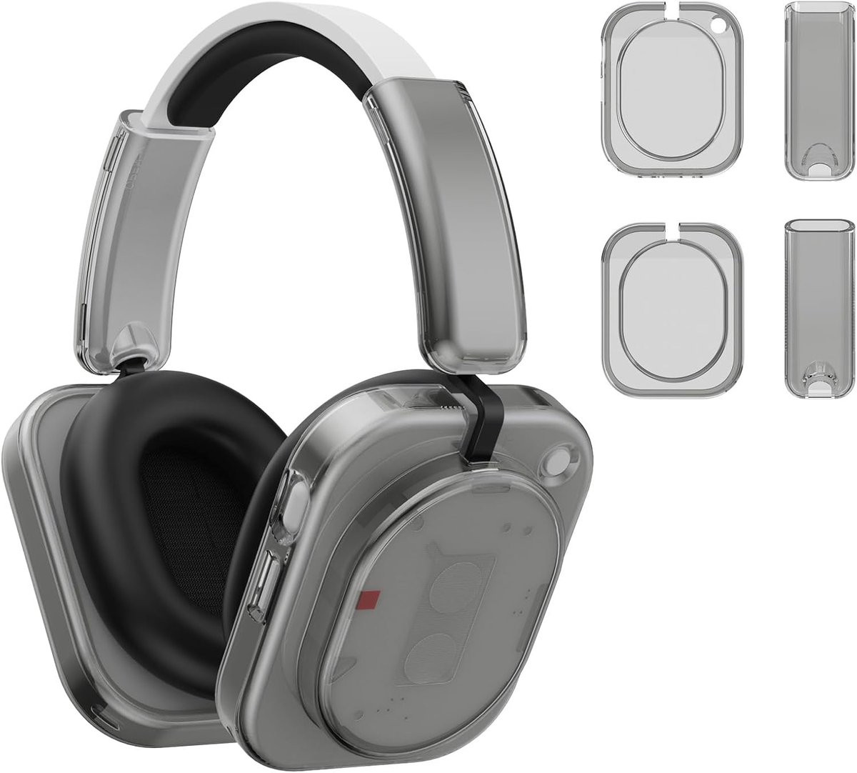 2-in-1 TPU Hoofdband- en oorkussenhoes voor Nothing Headphone, Transparant grijs