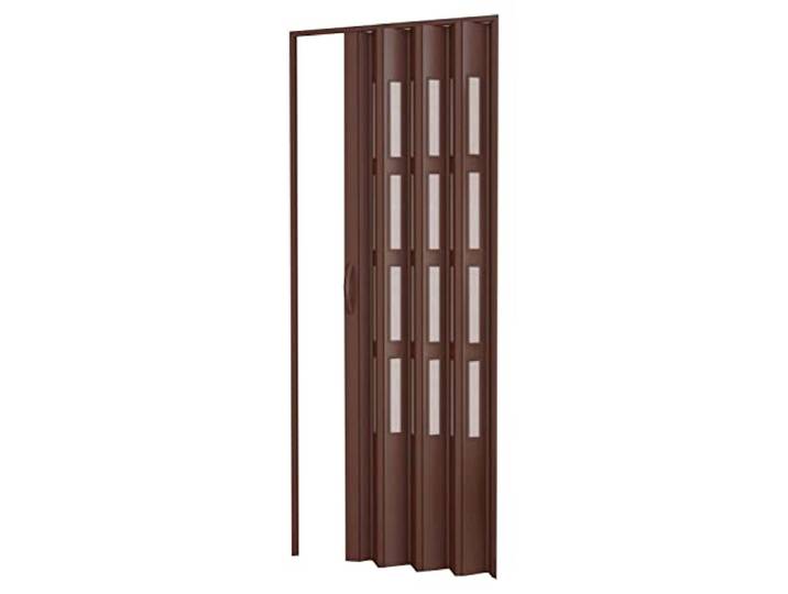 Porte accordéons pliante intérieur en kit avec verre en PVC Noyer 82x220 cm mod. Sonia