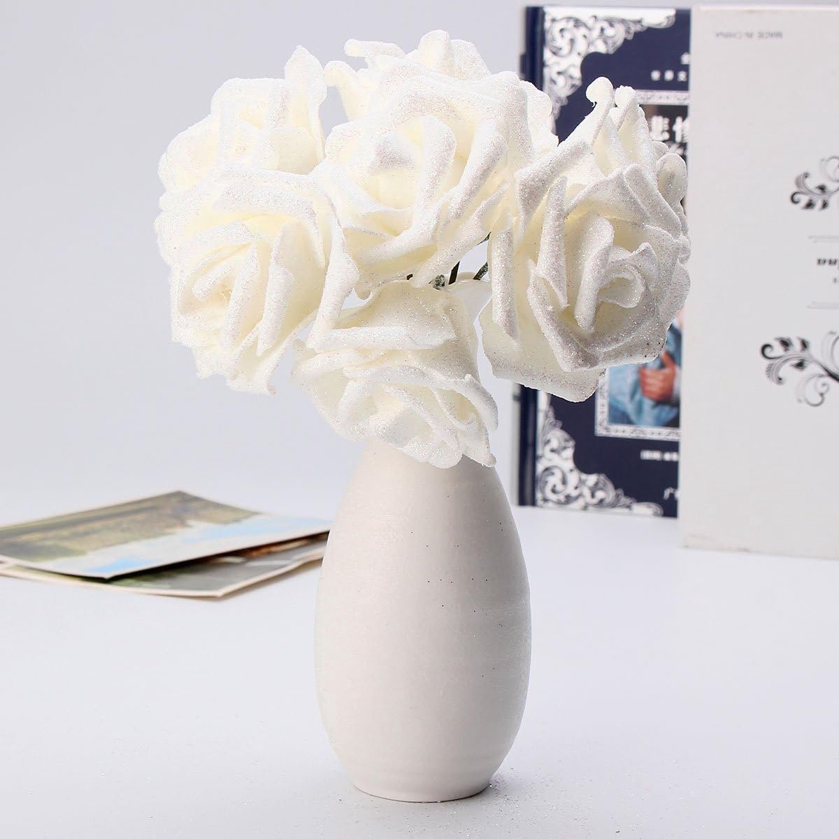 Witte kunstbloemen rozen voor bruiloft en party decoratie