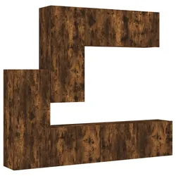 Helloshop26 - Multimedia-TV-Möbel TV-Regal Sideboard TV-Möbel für Esszimmer Wohnzimmer Schlafzimmer 5-teilig geräucherte Eiche 02_0029289