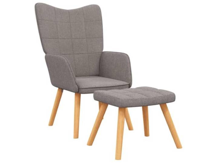 Fisinber Relaxsessel mit Fußhocker, 2-tlg Set Taupe Polstersessel Bequemer Fernsehsessel fürs Wohnzimmer mit Schaumstoffpolsterung, Quadratsteppung und Kautschukbaum-Massivholzbeinen.