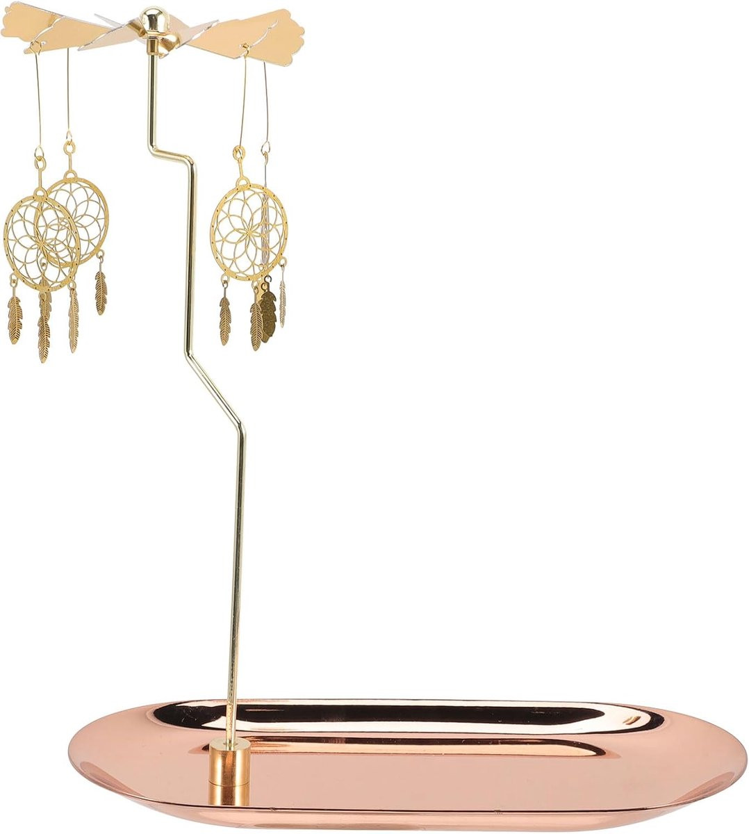 Draaiende kandelaar Rose Goud - Theelicht carrousel voor feestelijke decoratie - 21 cm