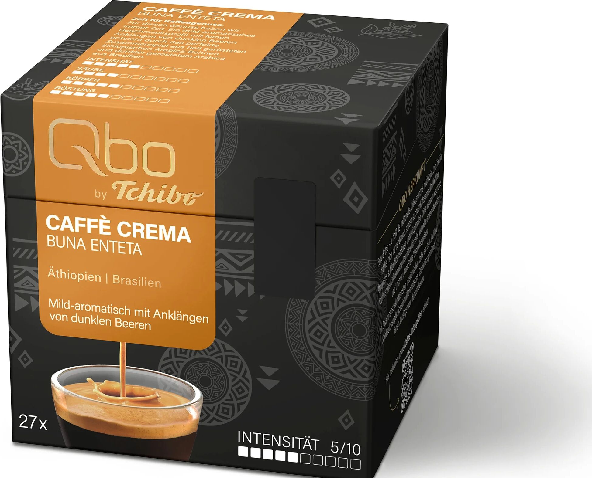 Qbo Caffè Buna Enteta - 27 Kapseln - Intensität: 5/10