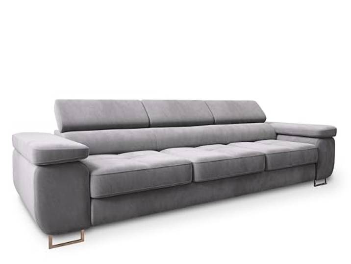 Masseno Sofa MOSINE mit Schlaffunktion, Sofa mit Bettkasten, Wohnzimmersofa, Couch, Soffa, Bettsofa, Couchgarnitur- Hellgrau, Monolith 84