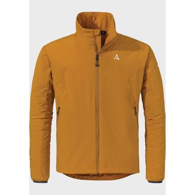 Outdoorjacke SCHÖFFEL "Bike Ins Jacket Style Salza MNS", Herren, Gr. 56, gelb (5735, gelb), Oberstoff: 90% Polyester, 10% Elasthan; (Coating: Polyurethan); Wattierung: 100% Polyester, regular fit, hoch geschlossener Ausschnitt, Jacken Outdoorjacke