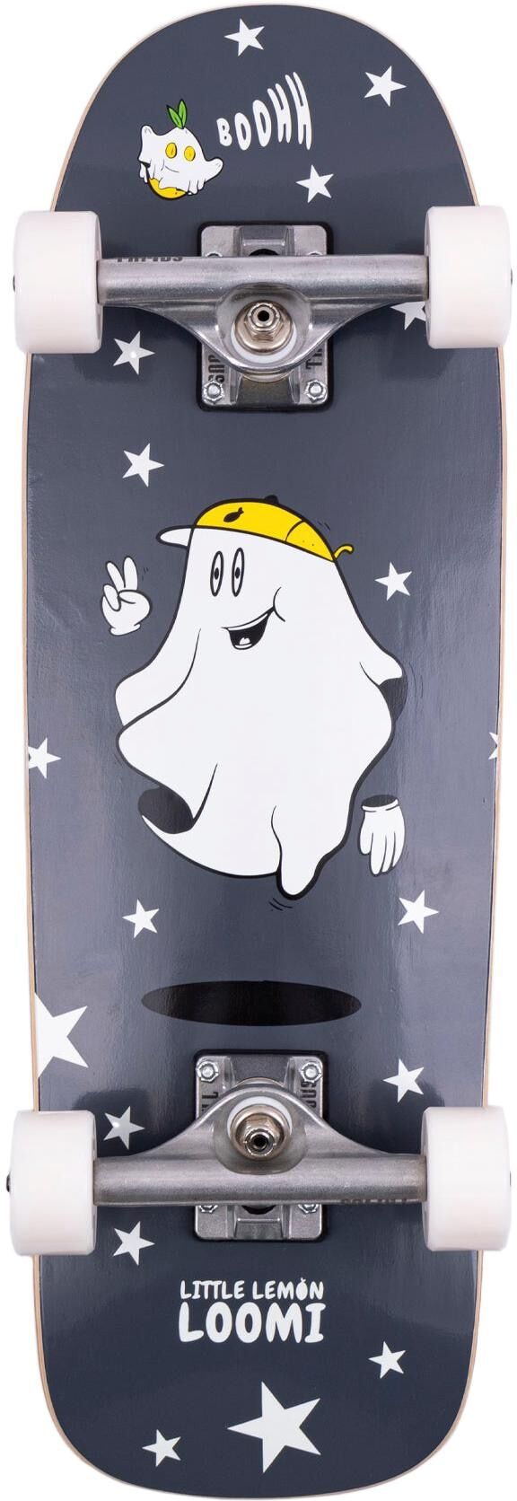 Skateboard "Loomi Boards Corkgrip Ghost 24.75", grau (grau, weiß), Skateboards, Skateboard grau, weiß Einheitsgröße