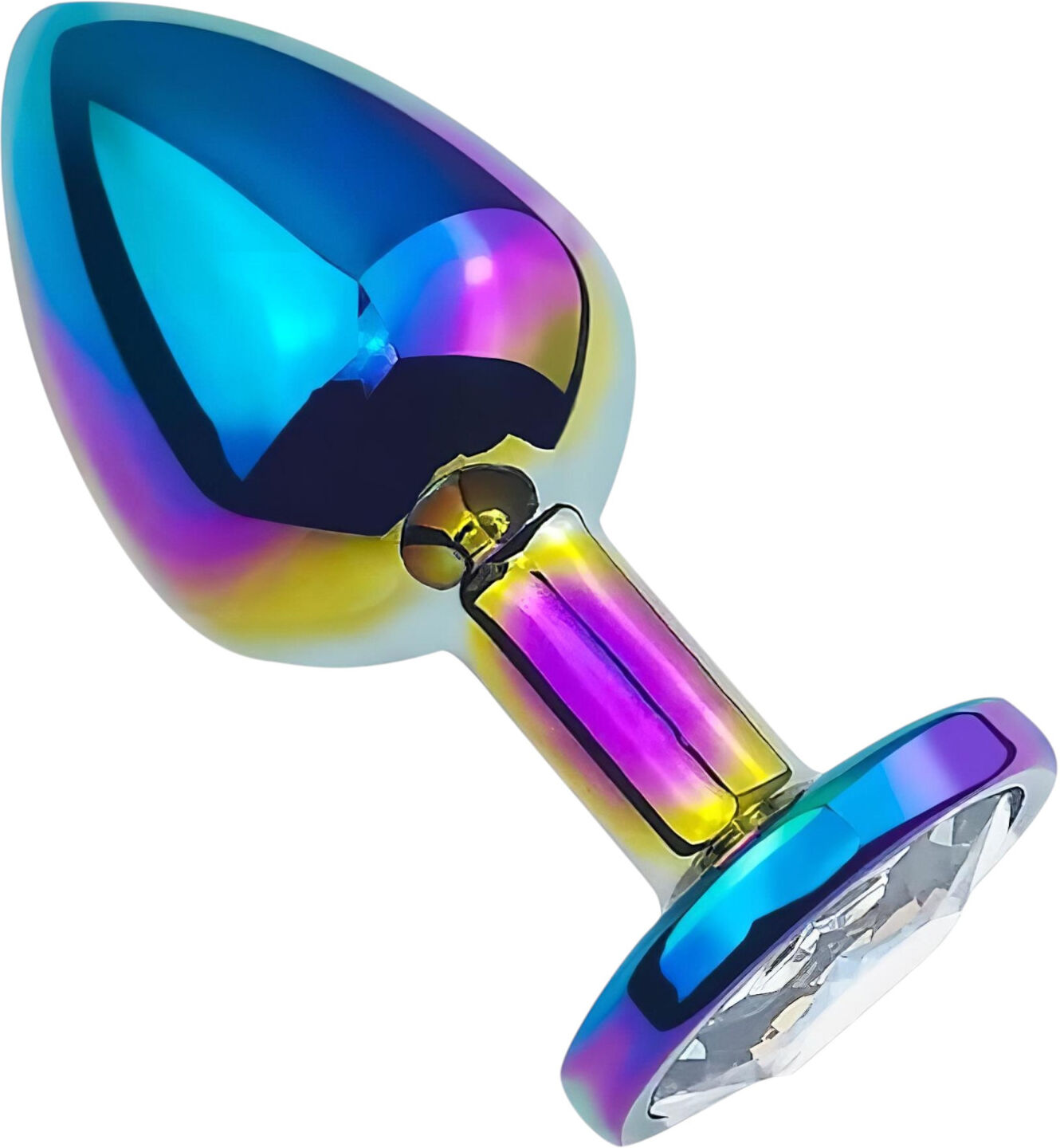 Sunfo - Metal Anal Plug with White Gem (Rainbow)