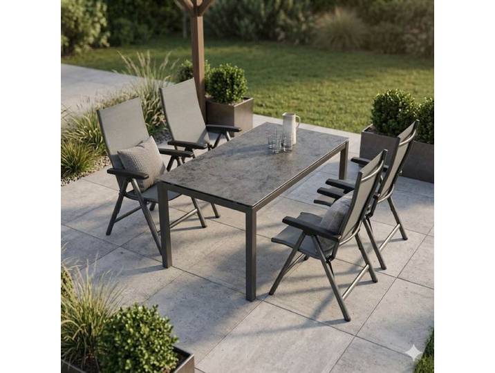 Kettler Cirrus Gartenmöbel-Set M (4 Plätze) mit OUTLIV. Tisch 160x90cm Dunkelgrau