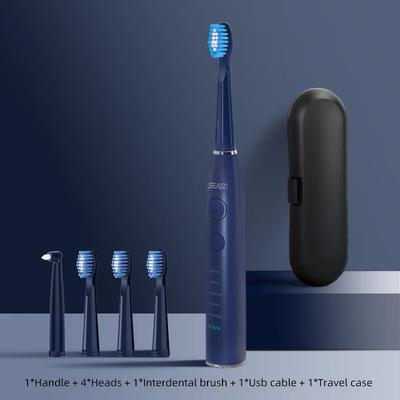 Inspired Finds Seago Sonic Electric Toothbrush USB Rechargeable With 360 Day Battery & Travel Case blue