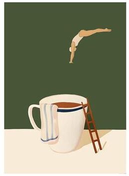 Inspired Living Coffee Diver Coffee Wall Art Canvas Print For Kitchen And Coffee Bar 1 30x42cm Unframed